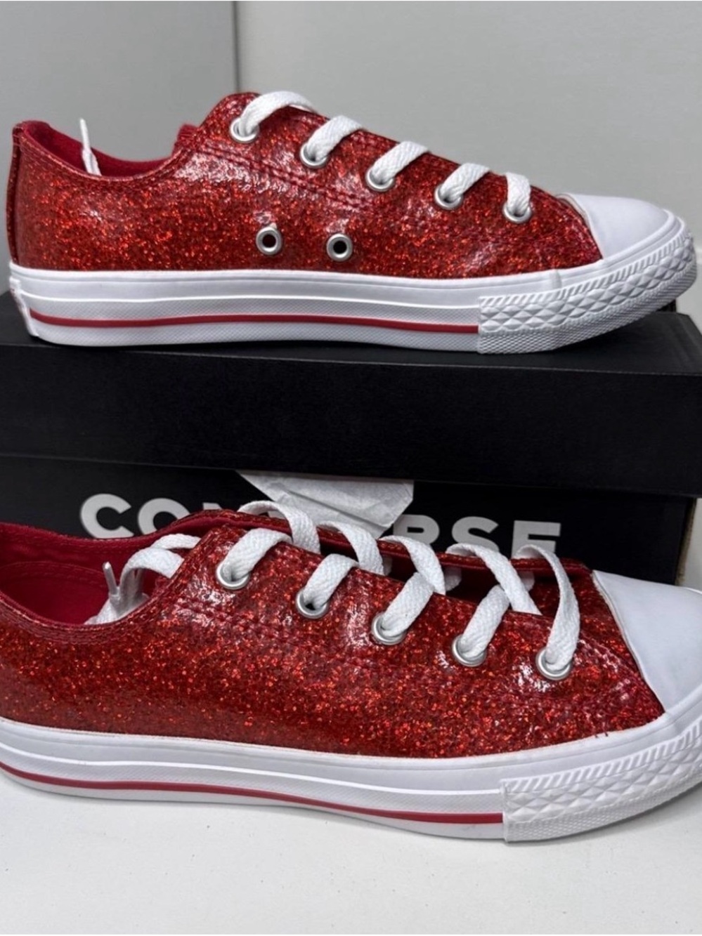 Converse Kids Low-Top Glitter Sneakers - Red 2.5 kids